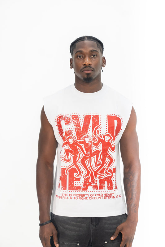 White x Red Sleeveless Tee