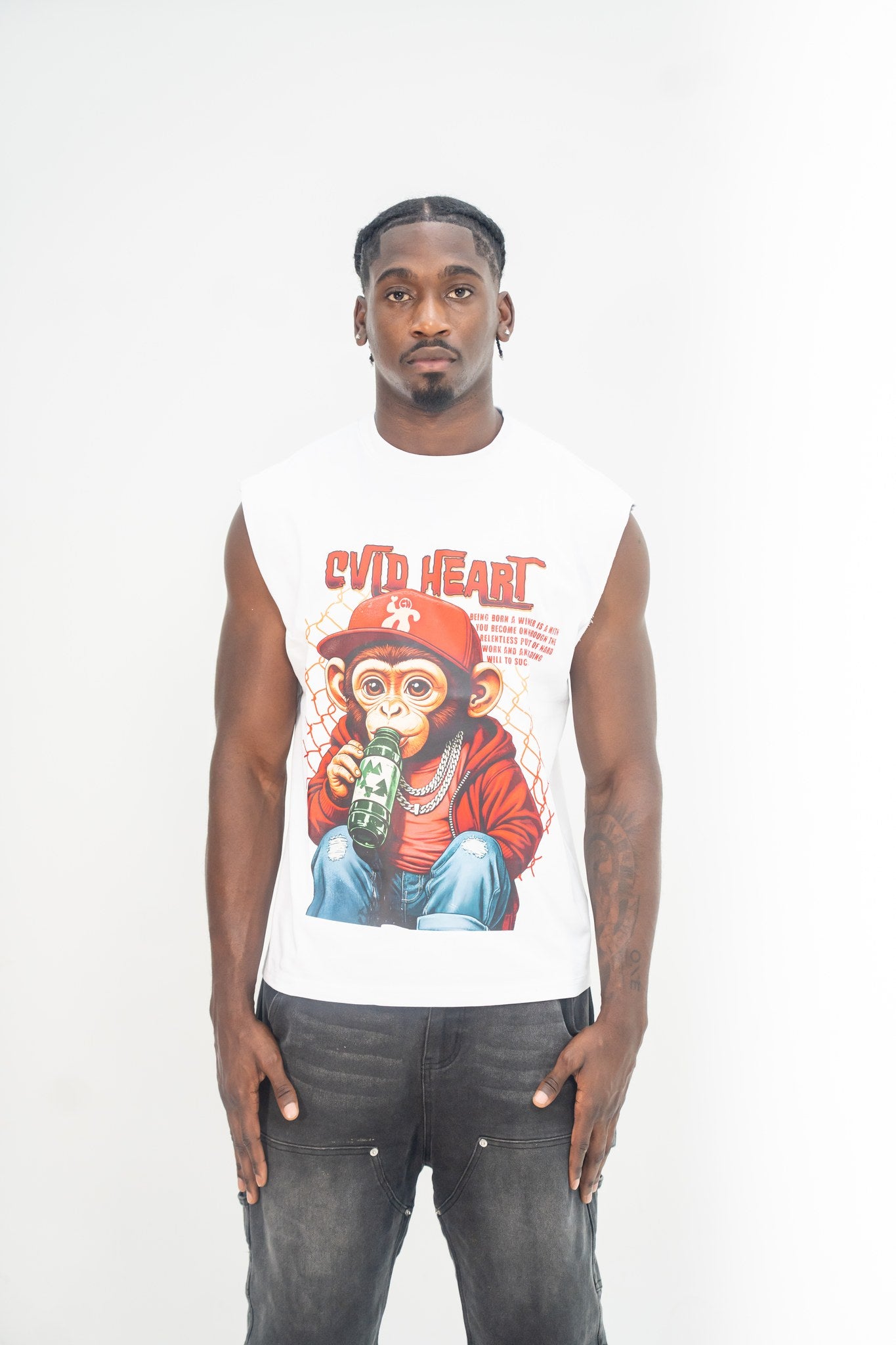 White x Red Sleeveless Tee