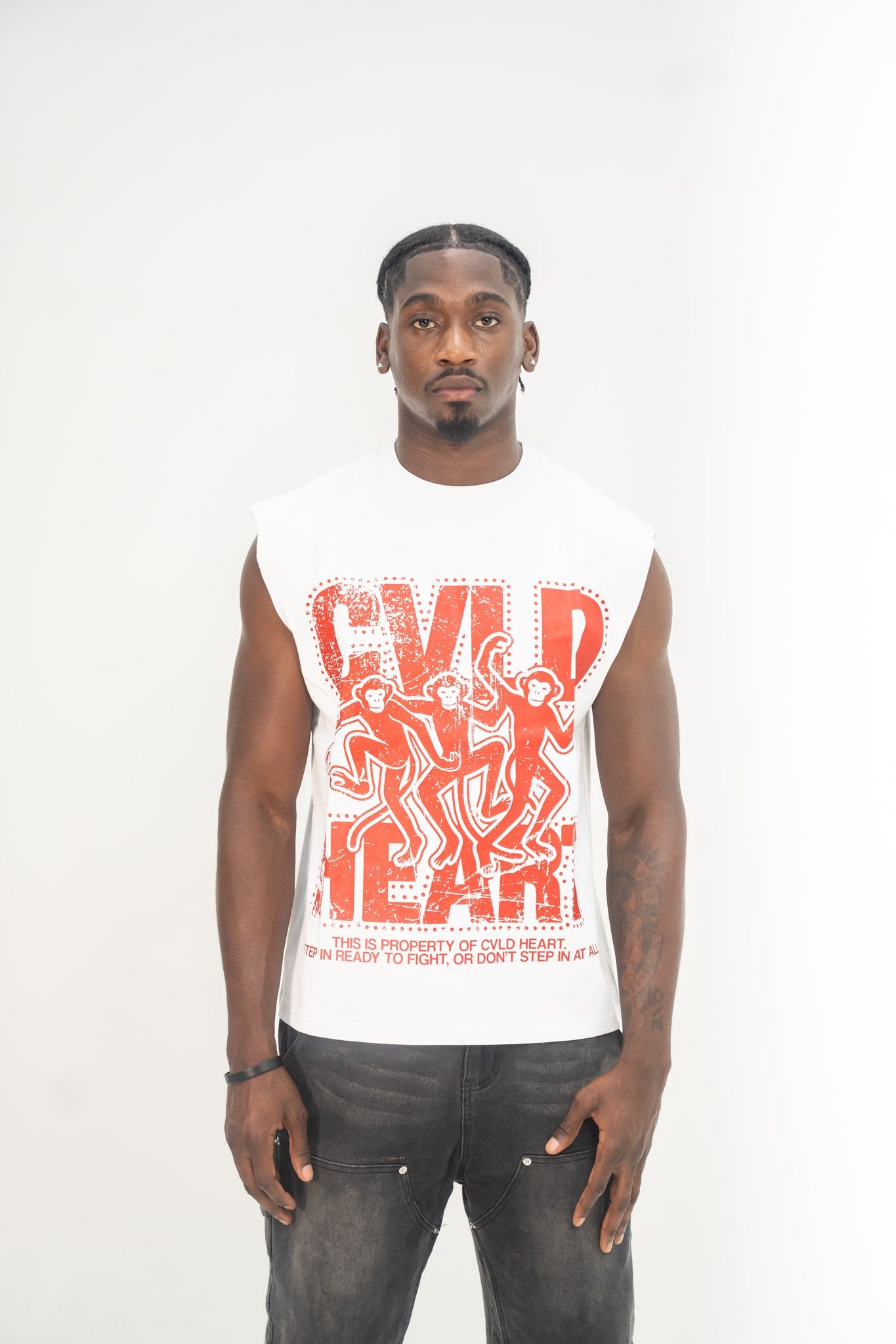 White x Red Sleeveless Tee