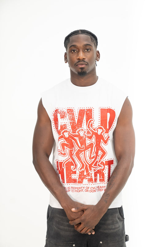 White x Red Sleeveless Tee